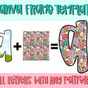 Modelo de Moldura Canva Alfabeto | Preencha sua própria fonte | Design de Sublimação | Download Digital | Camisa Feminina e Infantil PNG