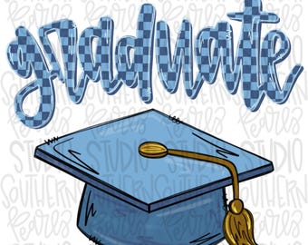 Graduate with Graduation cap | blue | Senior | Preschool Kindergarten | Sublimation Design |Digital Download | PNG