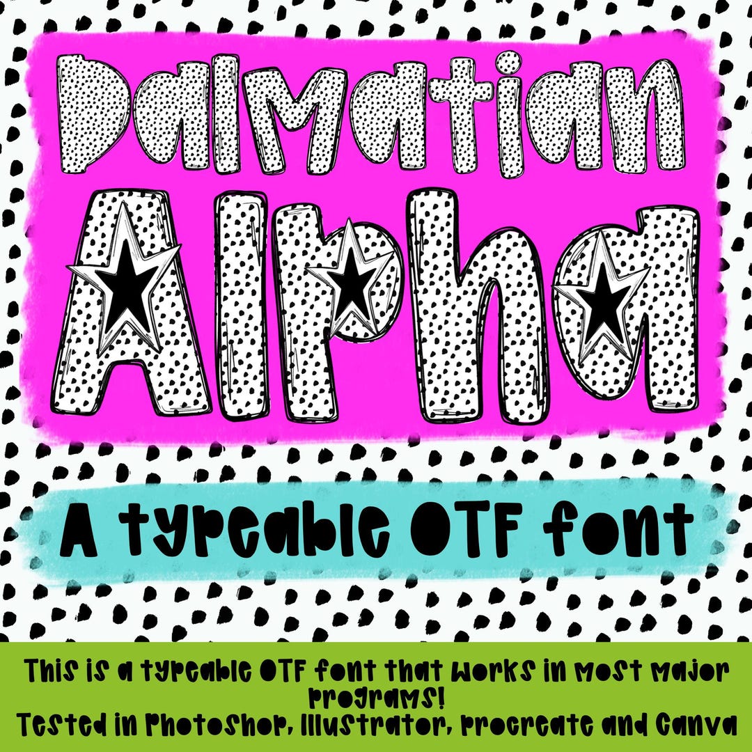 Typeable Images Dalmatian Alpha | Typeable Font | Sublimation Design | Digital Download ...