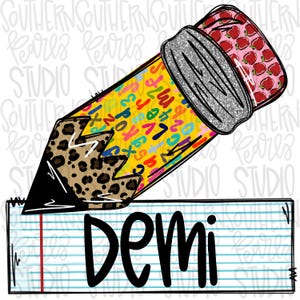 Pencil writing on paper | girly with name patch  | Sublimation Design | Digital Download | Women’s, Kids Shirt PNG