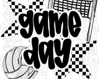 Game Day volleyball | black | Go Team | PNG | Sublimation | Design Download