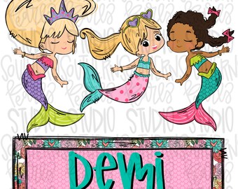 Mermaid trio | Sublimation Design | Digital Download | Women’s, Kids Shirt PNG
