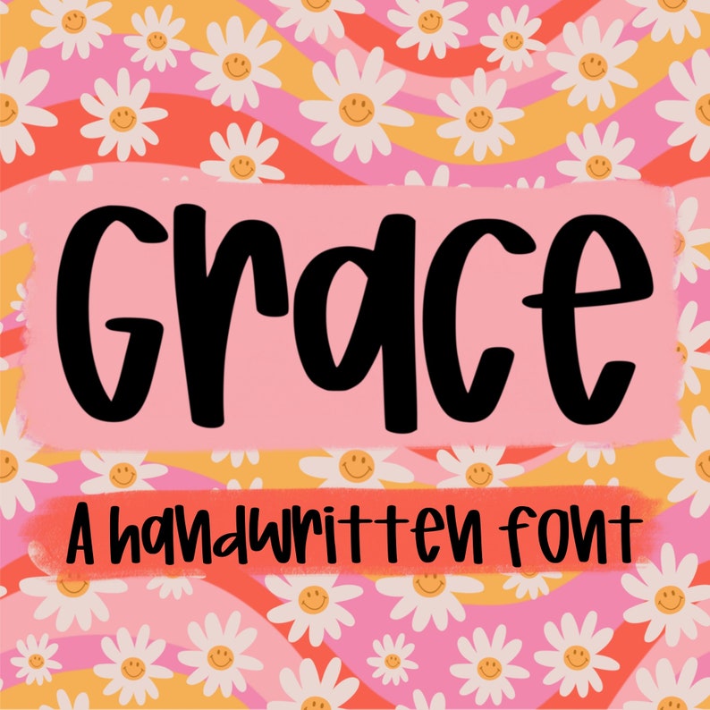 Grace Font, handwritten font, procreate font, TTF OTF font, silhouette font, script font, cute font image 1