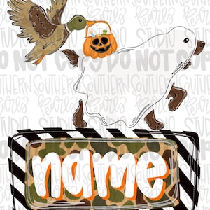 Ghost Boykin spaniel and duck carrying trick or treat basket with name patch | Halloween | Sublimation Design | Digital Download | PNG