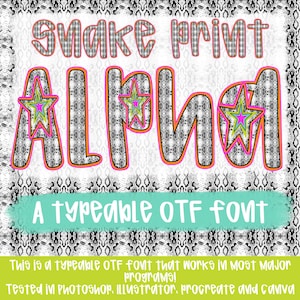 Snake Print Alpha | Typeable Font | Sublimation Design | Digital Download | Women’s, Kids Shirt PNG