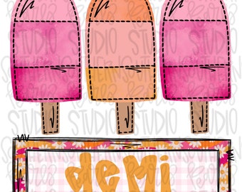 Popsicle name patch girl | Sublimation Design | Digital Download | Women’s Shirt | PNG design