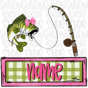 Fishing name plate girly | Sublimation Design | Digital Download | Women’s, Kids Shirt PNG