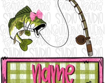 Fishing name plate girly | Sublimation Design | Digital Download | Women’s, Kids Shirt PNG