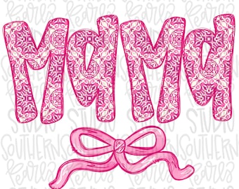 Mama rosa floreale con fiocco / Design a sublimazione / Download digitale / Maglietta da donna e bambino PNG
