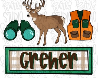 Buck hunting name plate | Sublimation Design | Digital Download | Women’s, Kids Shirt PNG
