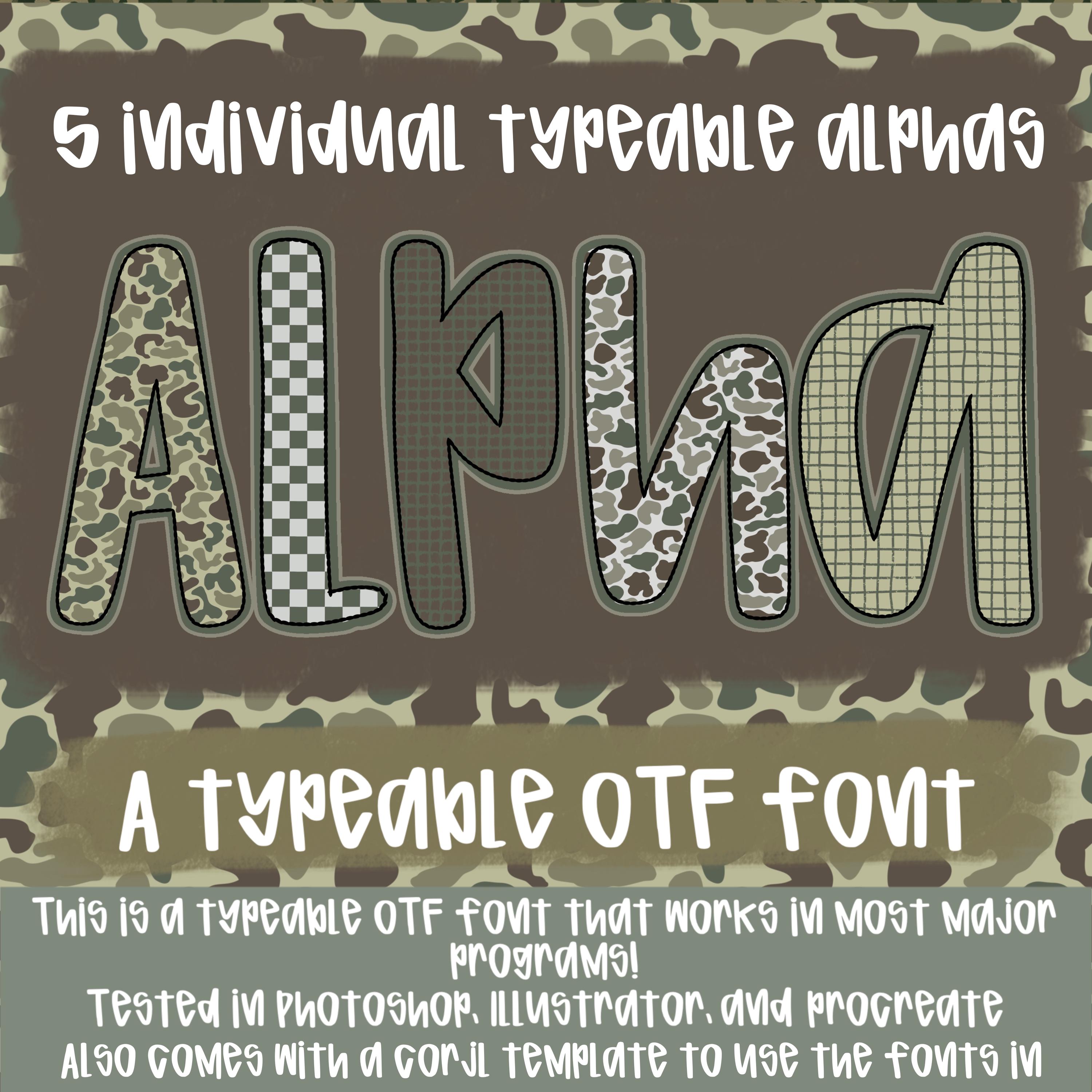 Typeable Images Duck Camo Alpha Set | 5 Typeable Fonts| Typeable Font | Sublimation ...