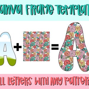 Canva Frame Template Naomi Alphabet | Fill your own font | Sublimation Design | Digital Download | Women’s, Kids Shirt PNG