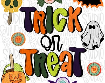 Trick or treat boy colors | bats | Sublimation Design | Digital Download | Women’s, Kids Shirt PNG