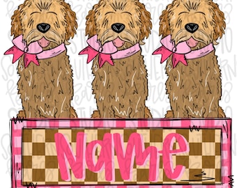 Goldendoodle trio girls with patch | Sublimation Design | Digital Download | Women’s, Kids Shirt PNG