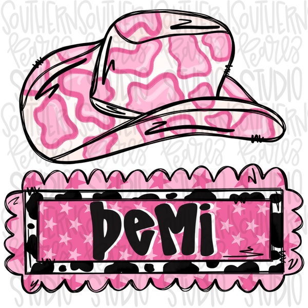 Cowgirl hat with Name Patch | Western | Country | Sublimation Design | Digital Download | Women’s, Kids Shirt PNG