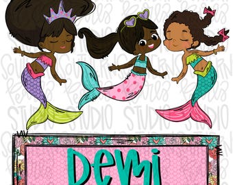 Mermaid trio | Sublimation Design | Digital Download | Women’s, Kids Shirt PNG