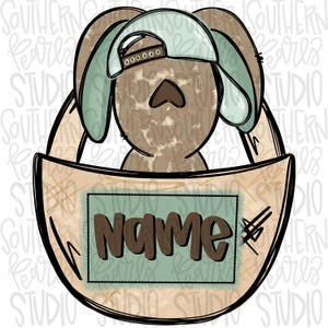 Osterhase im Korb mit Jungenaufnäher | Sublimationsdesign | Digitaler Download | Frauen, Kinder Shirt PNG