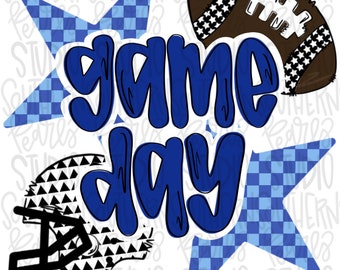Game Day Football and helmet | royal blue | Go Team | PNG | Sublimation | Design Download