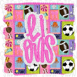 Lions | Mascot in frame | sports stamp collage | football, basketball, baseball, soccer, volleyball, tennis, cheer, golf | PNG download
