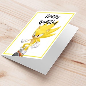 Carte de vœux d'anniversaire Sonic le hérisson | carte de voeux imprimable super sonic | idée cadeau sonique