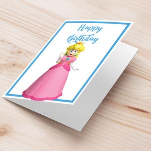 Carte de vœux d'anniversaire Peach Super Mario | carte de voeux d'anniversaire imprimable princesse super mario | idée cadeau super mario