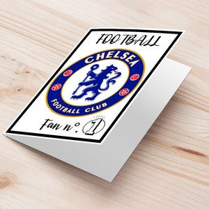 Chelsea-Geburtstagseinladung | Geburtstagsgrußkarte für Chelsea-Fußballfan | Fußball Chelsea druckbare Grußkarte | Geschenkidee zum Geburtstag mit Fußball
