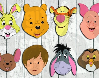 Winnie the Pooh masks, Winnie the Pooh printables Winnie the Pooh party costume digital printable kids masks Winnie the Pooh birthday