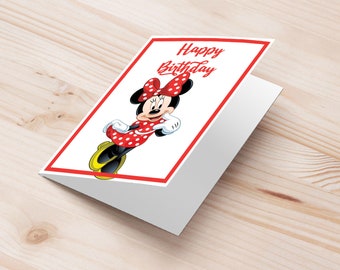 mickey mouse minnie birthday greeting card | minnie printable greeting card | minnie mouse gift idea