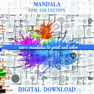 beautiful mandala collection | +400 printable mandala | mandala colouring, relax, relieve stress, increase creativity | mandala gift idea