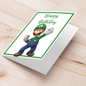 Luigi Super Mario Birthday greeting card | Luigi super mario printable bday greeting card | super mario gift idea