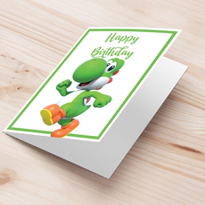 Carte d'anniversaire Yoshi Super Mario | Carte d'anniversaire imprimable Yoshi Super Mario | Idée cadeau Super Mario