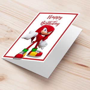 Carte de voeux d'anniversaire Sonic Knuckles | carte de voeux et invitation imprimable Knuckles | idée cadeau sonique
