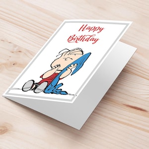 Biglietto Auguri Compleanno Linus Peanuts Stampabile A5 - Download Digitale Pieghevole