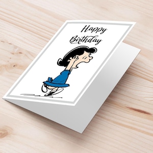 Biglietto Auguri Compleanno Lucy Van Pelt Peanuts Stampabile A5 - Download Immediato File Digitale Pieghevole
