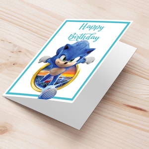 Cartão de aniversário do Sonic the Hedgehog | Cartão comemorativo Sonic para impressão | ideia de presente sônico