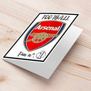 Invitation anniversaire Arsenal | Carte de vœux d'anniversaire pour fan de football d'Arsenal | voeux imprimables de football d'Arsenal | Idée cadeau anniversaire foot
