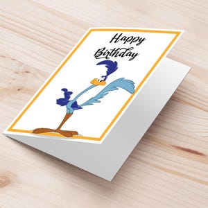 Biglietti Auguri Beep Beep Road Runner - Happy Birthday PDF A5 Pieghevole, Download Immediato, compleanno looney