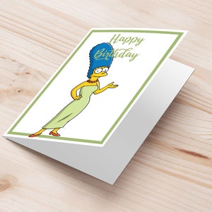 Marge simpson birthday greeting card | simpson printable greeting card invitation | simpson bday gift idea