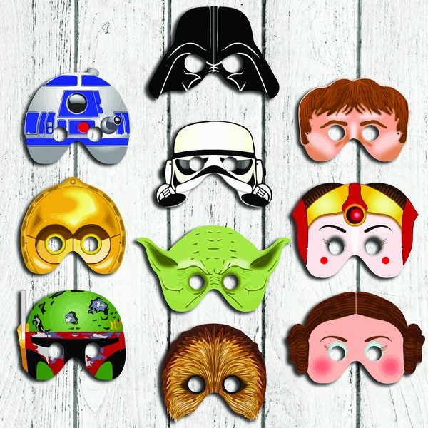 Máscaras de Star Wars, imprimibles de Star Wars, fiesta de Star Wars, disfraz, digital, máscaras infantiles imprimibles, carnaval, cumpleaños de Star Wars