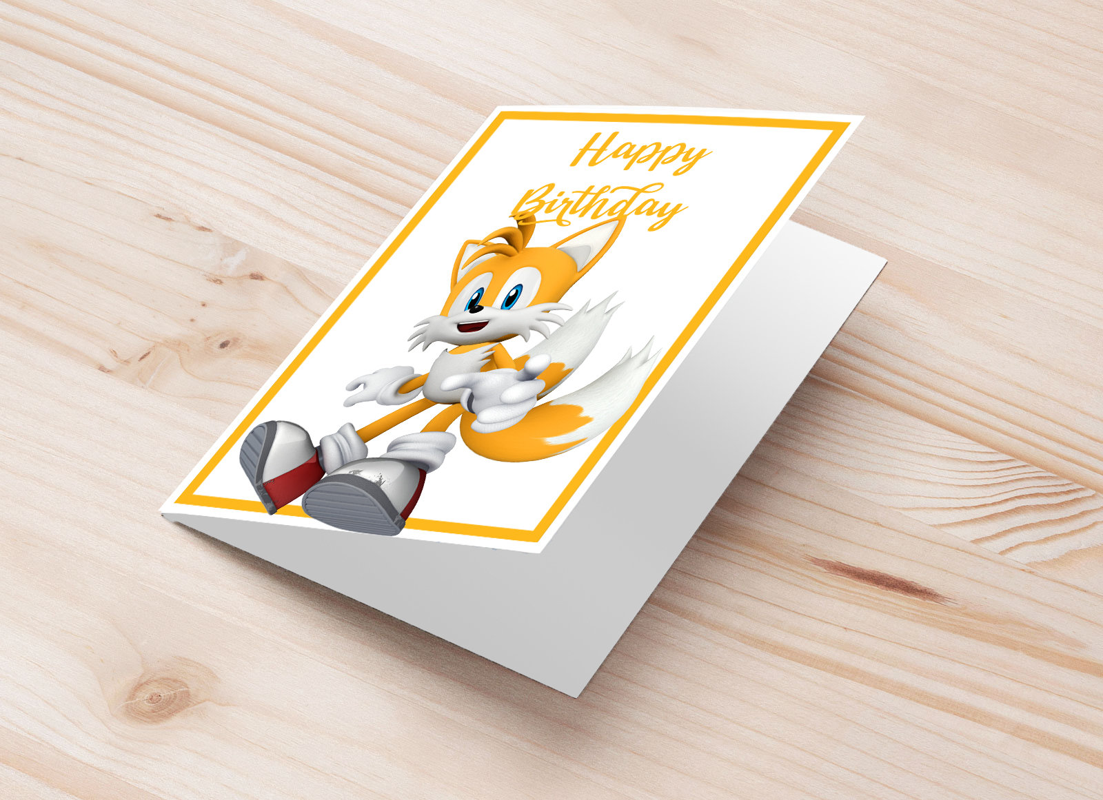 Sonic Tails Geburtstagsgrußkarte | Druckbare Grußkarteneinladung „Tails“ | Sonic-Geschenkidee
