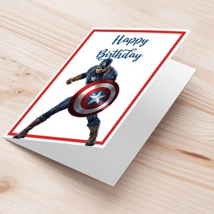 captain america Birthday greeting card | captain america printable bday invitation | avengers captain america gift idea