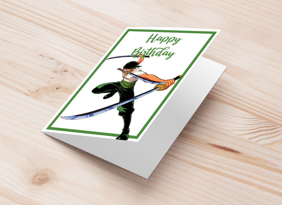One Piece Zoro Birthday Greeting Card Roronoa Zoro Printable Bday