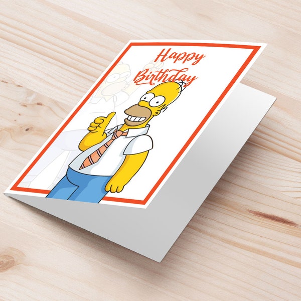 Carte de voeux d'anniversaire Homer simpson | invitation de carte de voeux imprimable simpsons | idée cadeau anniversaire simpson