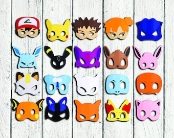 Pokemon maskers, Pokemon printables, Pokemon feest, Pokemon kostuum, Sonic, afdrukbare kindermaskers Pokemon, Pokemon carnaval masker, verjaardag