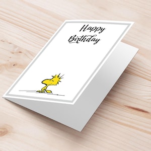 Biglietto Auguri Compleanno Woodstock Peanuts Stampabile A5 - Download Digitale Immediato