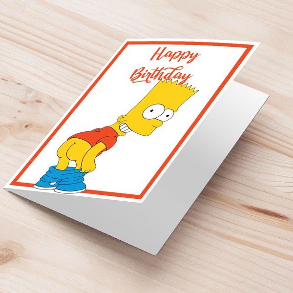 carte de voeux d'anniversaire de bart simpson | invitation de carte de voeux imprimable simpsons | idée cadeau anniversaire simpson