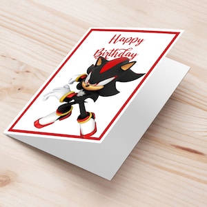 Carte de voeux d'anniversaire Sonic Shadow | Carte de vœux et invitation imprimable Shadow | idée cadeau sonique