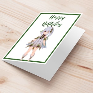 Nahida birthday invitation | Nahida birthday greeting card | genshin Nahida printable greeting card | genshin birthday gift idea