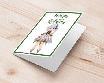 Invitación de cumpleaños de Nahida | Tarjeta de felicitación de cumpleaños de Nahida | tarjeta de felicitación imprimible genshin Nahida | idea de regalo de cumpleaños genshin