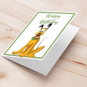 mickey mouse Pluto birthday greeting card | Pluto printable greeting card | Pluto gift idea